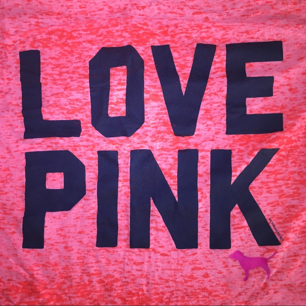 Victoria Secret Pink / Coral "Love Pink" tee - Picture 3 of 3